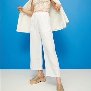 Pair of White and Black H&M Wide leg Linen blend pants